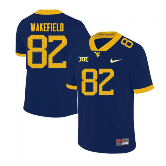 Men's West Virginia Mountaineers NCAA #82 Keion Wakefield Navy Authentic Nike Stitched College Football Jersey KC15D34ZW